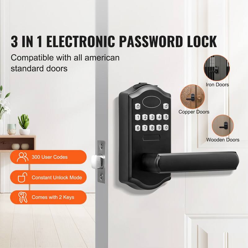 UIMOSO Keyless Entry Door Lock, Electronic Keypad Entry Lever, Password and Key Unlock Combination Door Lock - 5.63 x 2.76 in