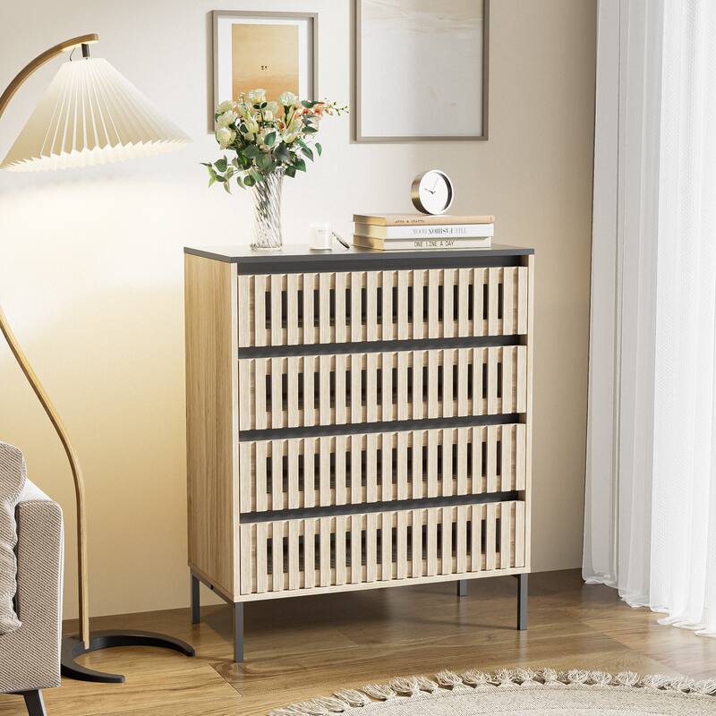 Stylish Fusion Design Wood Storage Cabinet with 4 Drawers