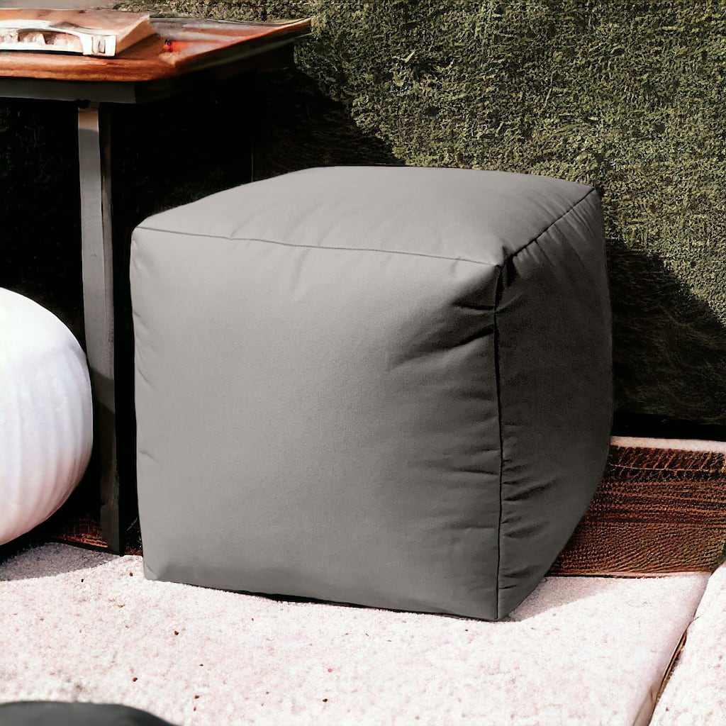 HomeRoots 17" Cool Steely Silver Gray Solid Color Indoor Outdoor Pouf Cover - 17' X '17' X '1