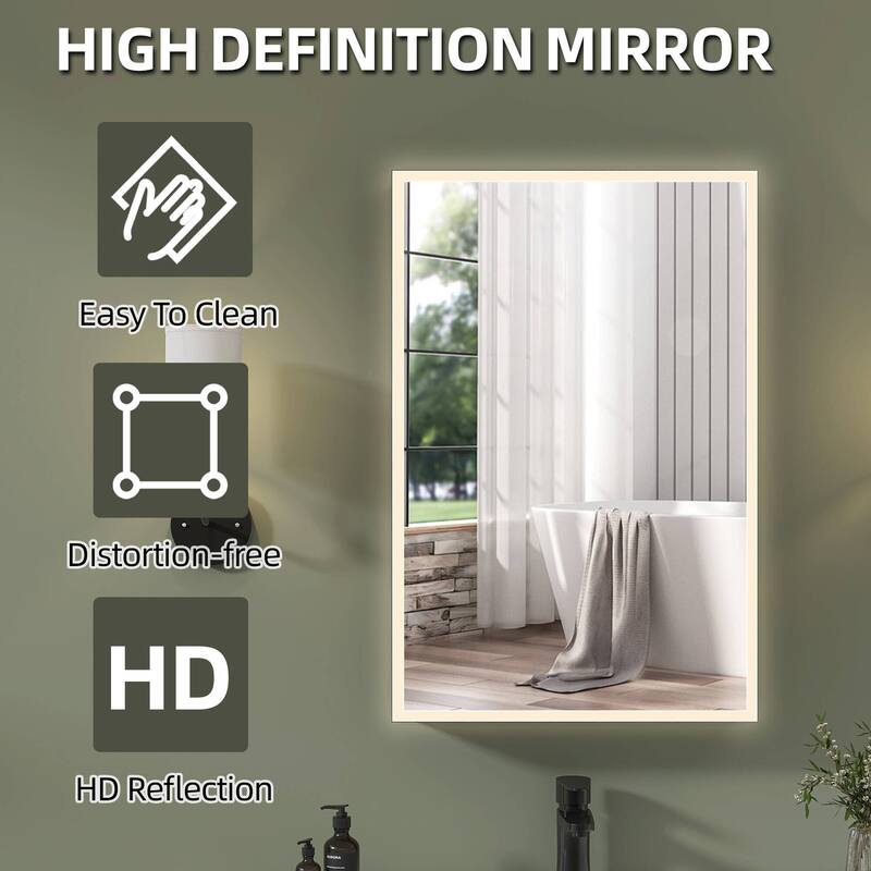 20'' W 30'' H Recessed Frameless Medicine Cabinet Mirror 3 Adjustable