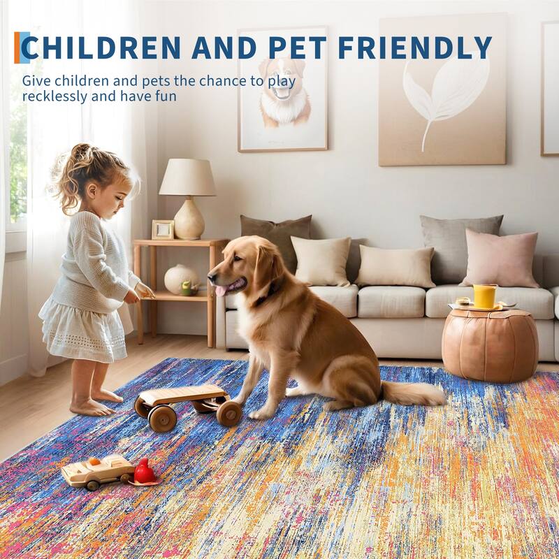 Area Rug Living Room Rugs Modern Abstract Soft Indoor Rug Low Pile Non Slip Accent Carpet