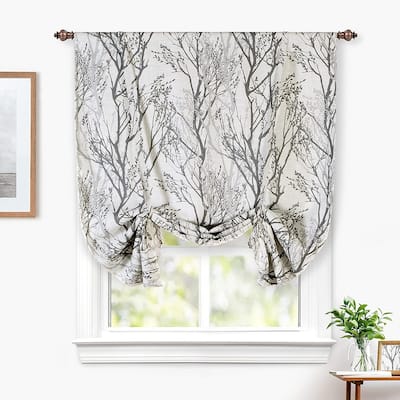 DriftAway Tree Branch Linen Blend Blackout Tie Up Curtain