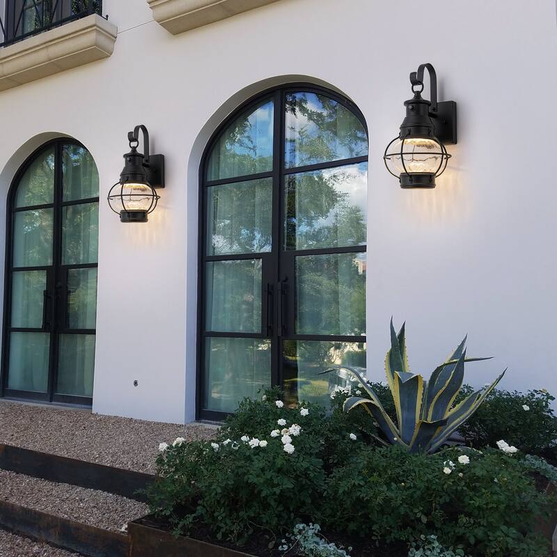 LED Outdoor Matte Black Exterior Lantern Wall Sconce Light