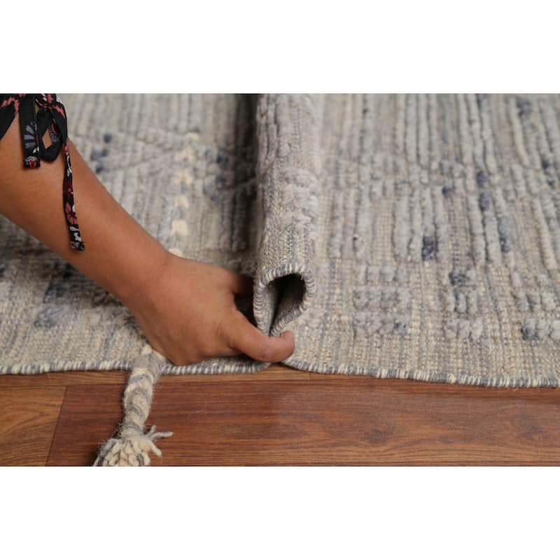 Grey Modern / Moroccan Area Rug Handmade Wool Carpet - 8'8"x 12'5"