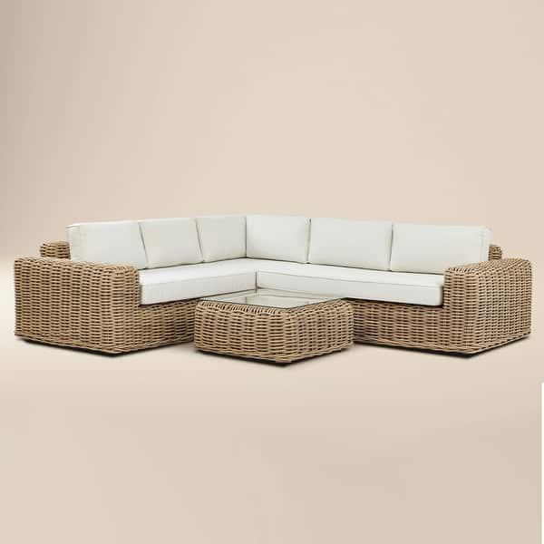 slide 2 of 28, Poly & Bark Puglia Outdoor/Patio Corner Sectional Set with Coffee Table