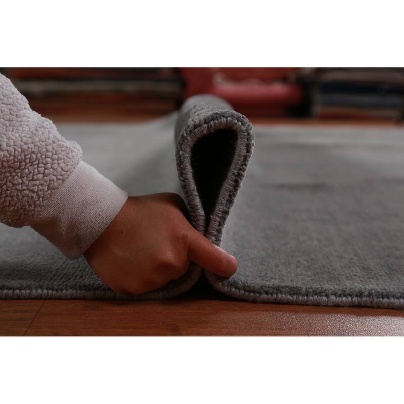Hand Knotted Oriental 100% Wool Carpet Modern Solid Greys & Charcoal Gabbeh Area Rug - 13' 3'' X 10' 0''