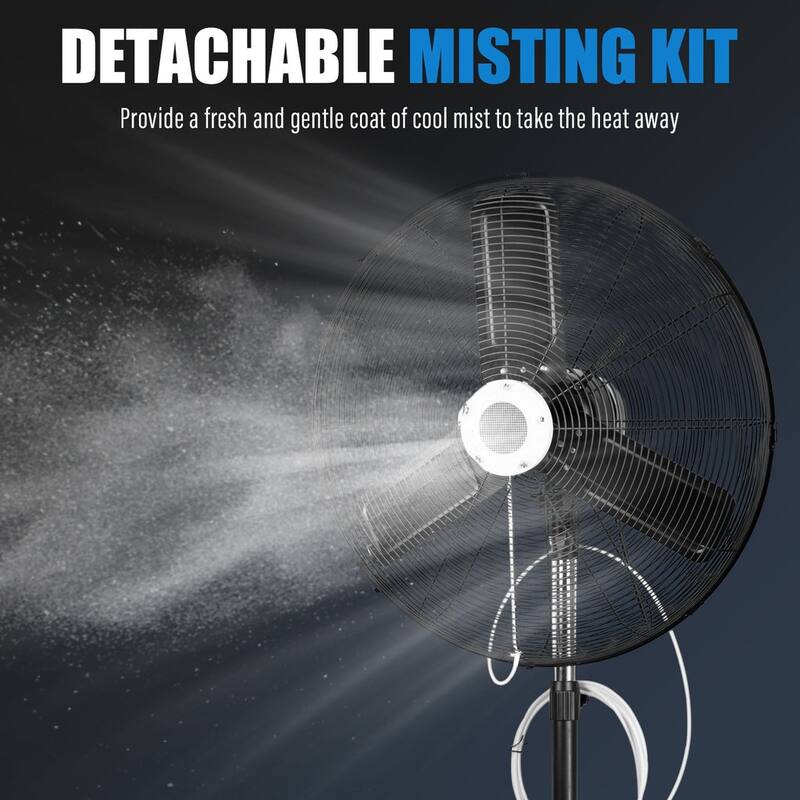 iLIVING 30" Pedestal Outdoor Oscillating Fan with Misting Kit 8400 CFM