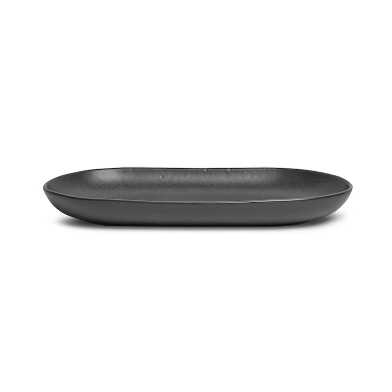 Sango Anderson Black Large Ceramic Serving Platters Set of 2, 14/12 Inch