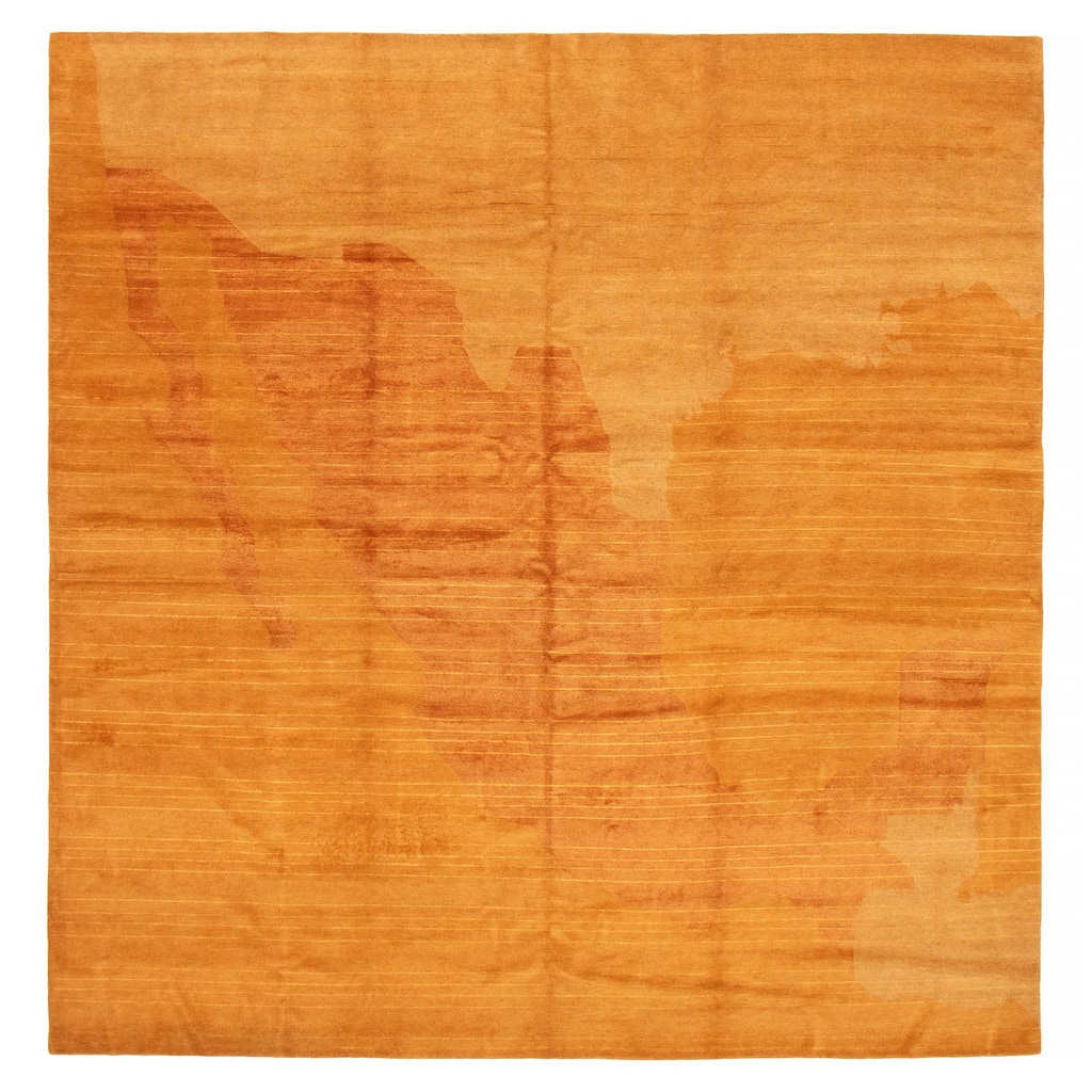 ECARPETGALLERY Hand-knotted Opulence Light Orange Wool Rug - 9'10 x 9'10