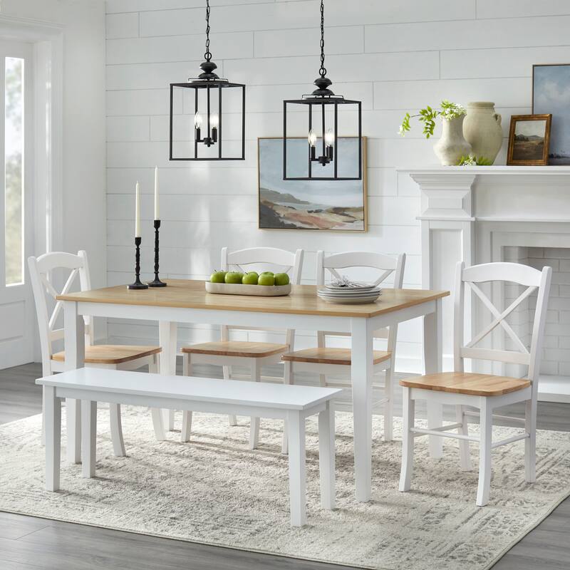 Simple Living Tiffany 6-piece Dining Set with Dining Bench - White/Natural
