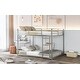 preview thumbnail 3 of 9, Silver Full over Full Size Metal Low Bunk Bed with Ladder & Fence
