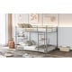 preview thumbnail 3 of 9, Silver Full over Full Size Metal Low Bunk Bed with Ladder and Fence for Kids