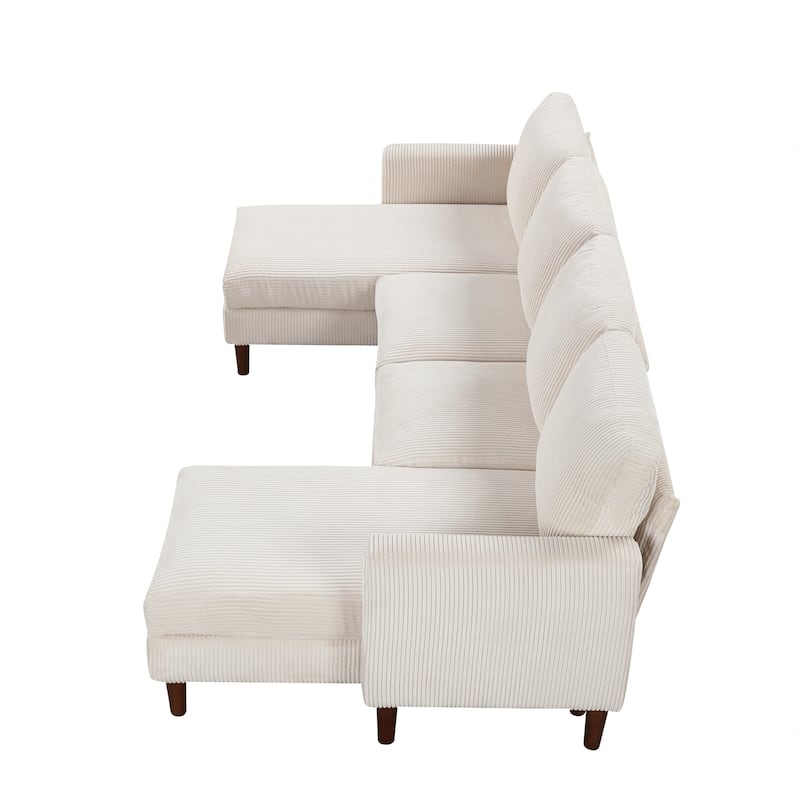 103" Polyester U-Shaped Sectional Sofa with Wood Legs