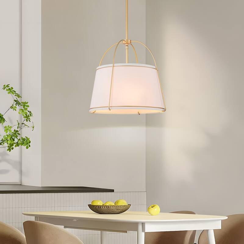 Starsky 3-Light Modern Dimmable Chandelier with Drum-shaped Fabric Shade