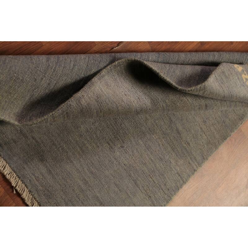 Beige & Gray Gabbeh Modern Rug Handmade Solid Wool Carpet - 2'9" x 4'1"