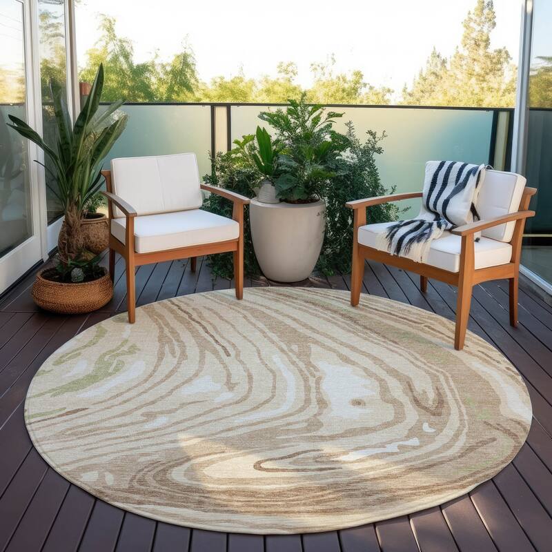 Machine Washable Indoor/ Outdoor Abstract Brushstrokes Chantille Rug