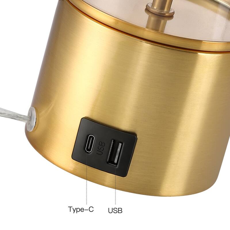 3-Way Table Lamp Set of 2 with USB and Type C Port - 25.5 in. H