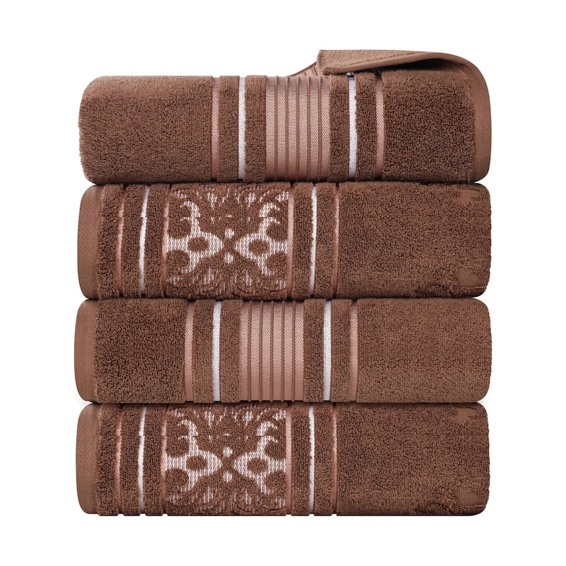 Superior Sadie Zero Twist Cotton Solid and Floral Bath Towel Set of 4