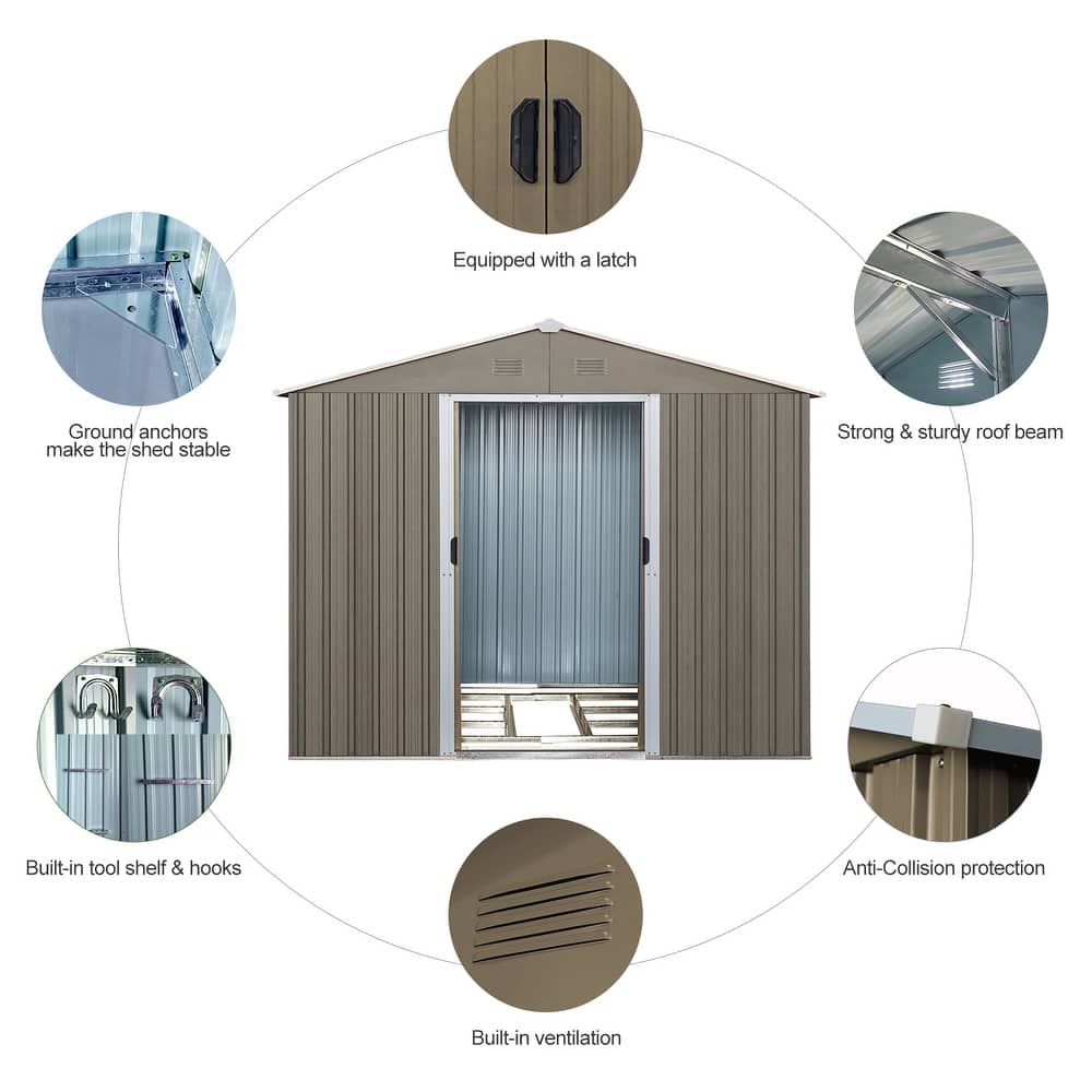 Rust-resistant Metal Storage Shed with Sliding Lockable Door Garden Shed Tool Shed Pet Shed, Punched Vents, Water-proof