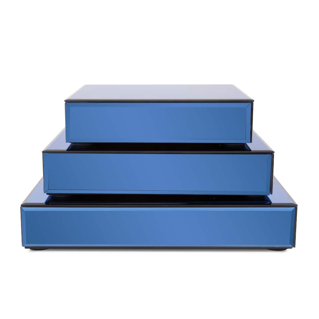 Allan Andrews Sapphire Set of 3 Mirrored Platforms - 19 x 19 x 11