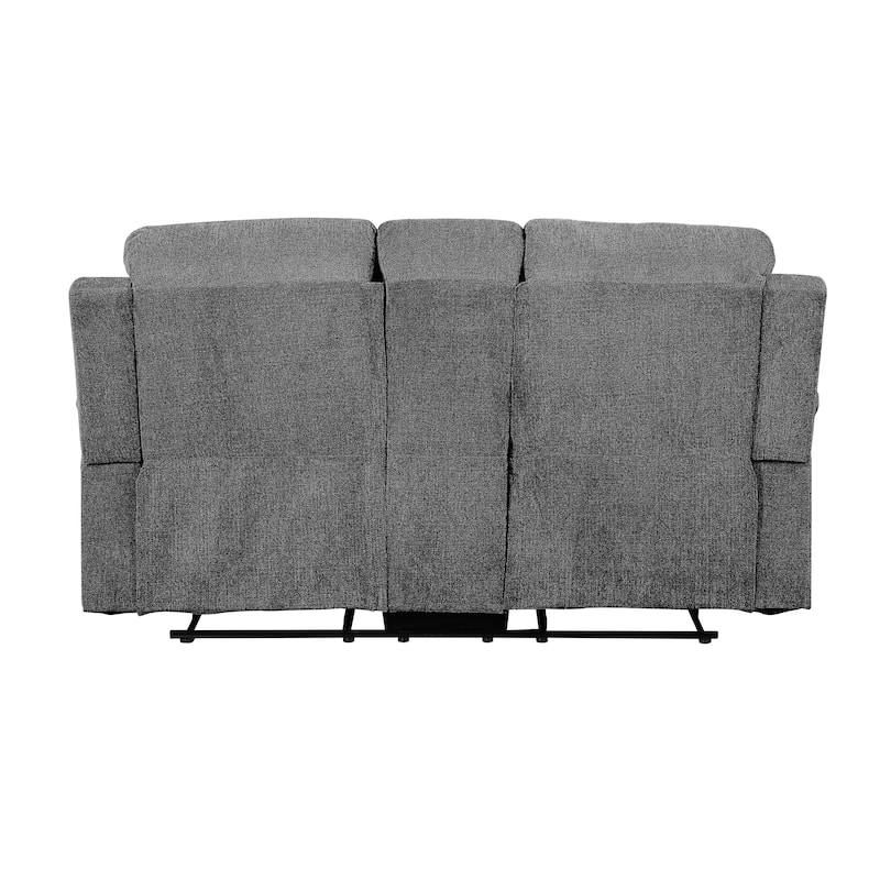 Gray Chenille Loveseat W/Console