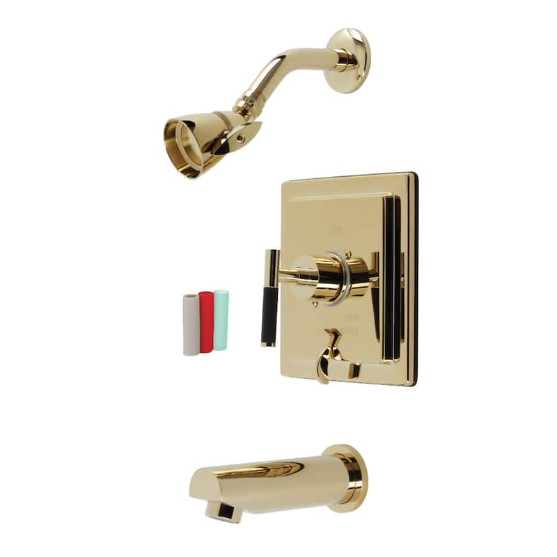 Kingston Brass Kaiser Tub and Shower Trim Package with 1.8 GPM Single - Polished Brass