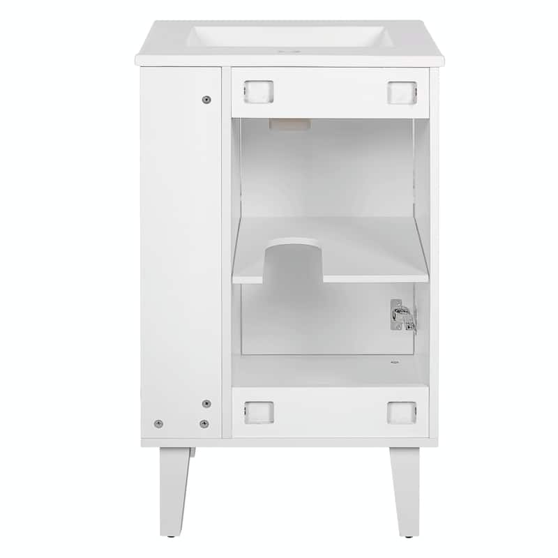 French Style 20-inch Freestanding Bathroom Vanity with Ceramic Sink