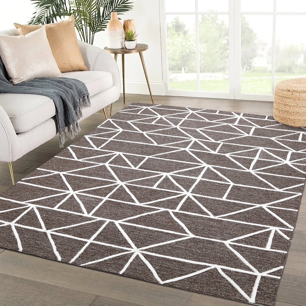 George Towne Living Mirage Luxury Handmade Modern Modular Wool Area Rug
