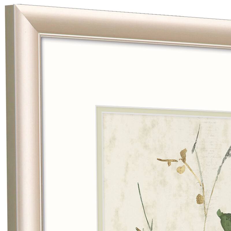 HomeRoots Set Of Two Golden Green Branches Gold Framed Wall Art