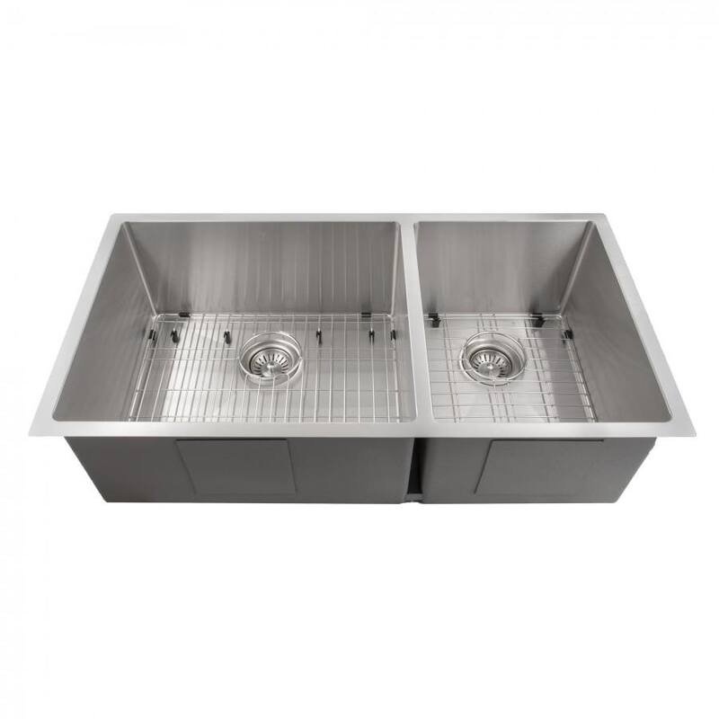 ZLINE Undermount Double Bowl Sink in Stainless Steel with Bottom Grid