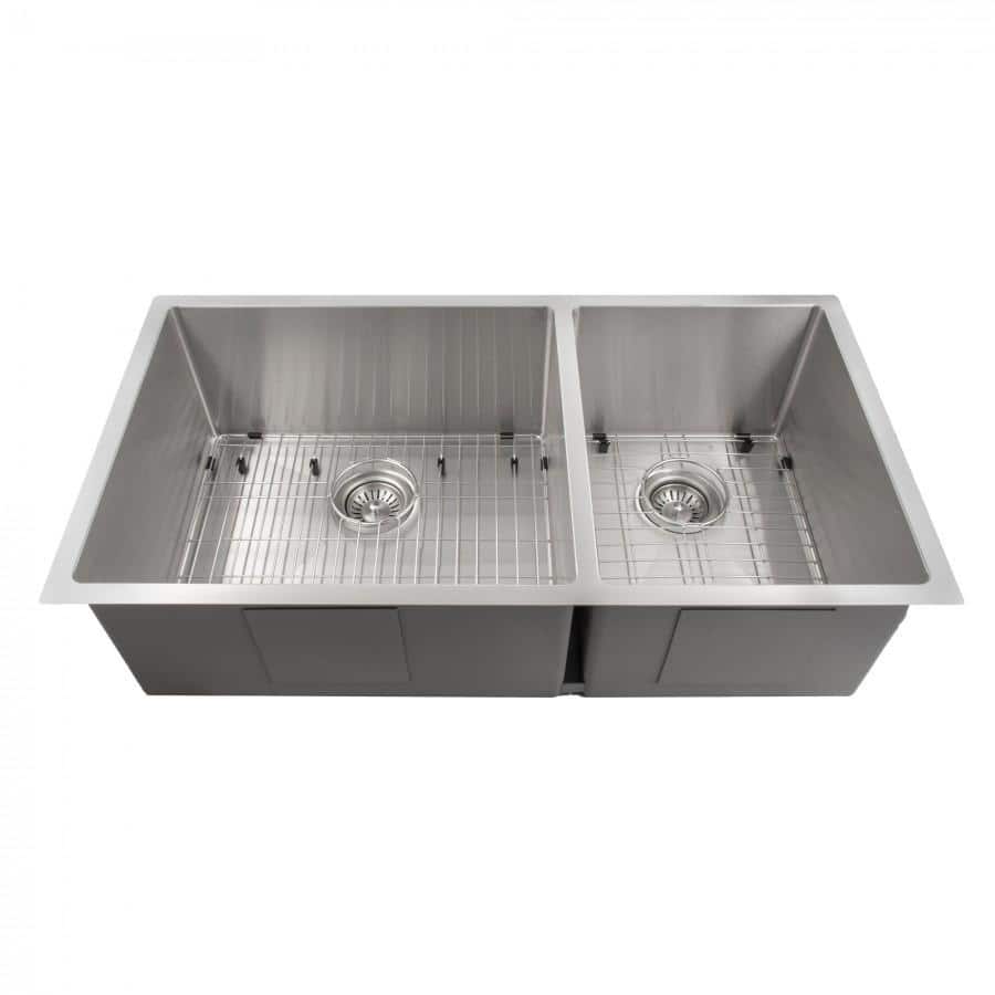 ZLINE Undermount Double Bowl Sink in Stainless Steel with Bottom Grid