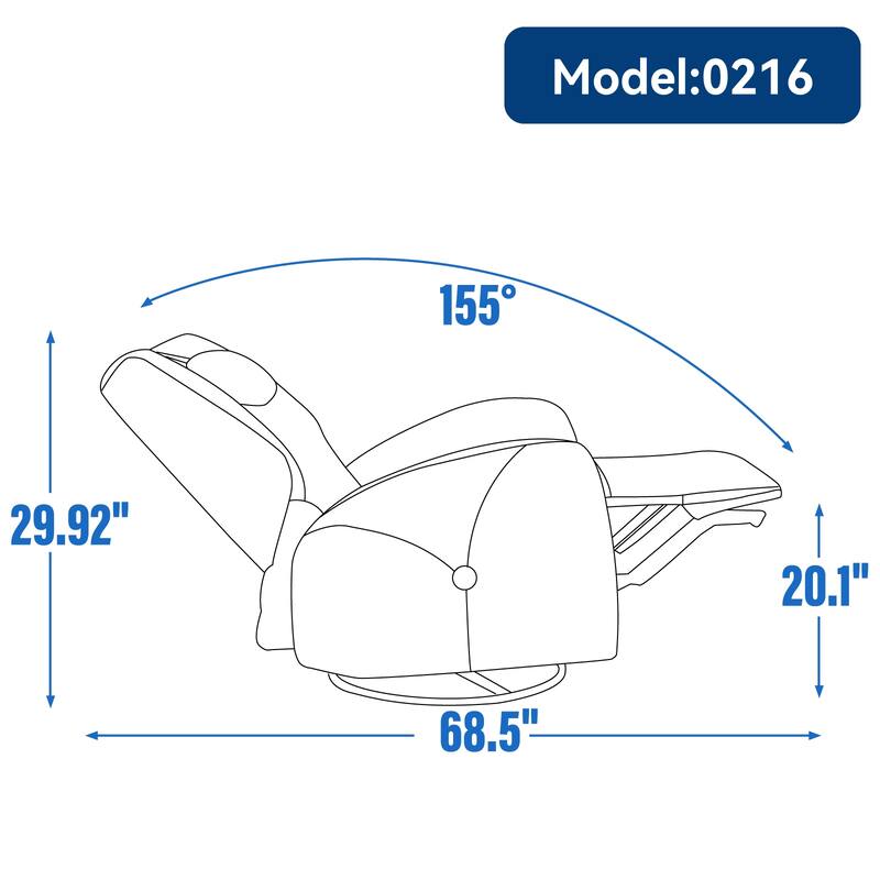 Electric Power Glider Recliner with 270° Swivel, Rocking Motion, Ergonomic Lumbar & Neck Support, Dual USB/Type-C Ports