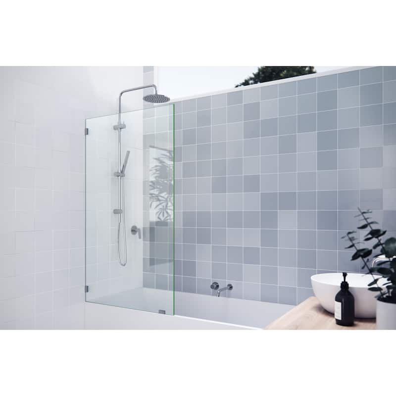 Glass Warehouse 58.25" x 33.5" Frameless Shower Bath Fixed Panel - Polished Chrome