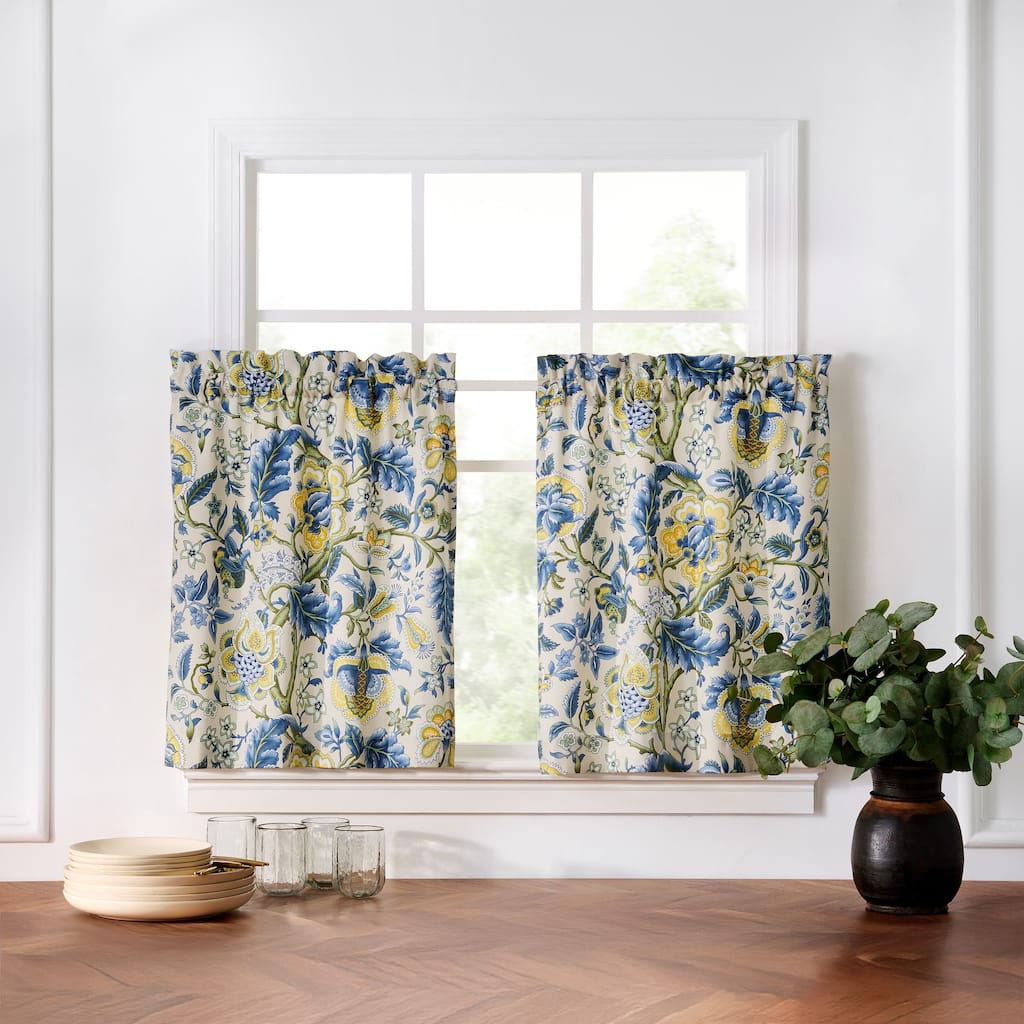 Waverly Imperial Dress 100% Cotton Sateen Window Tier Pair 26 X 24 Porcelain