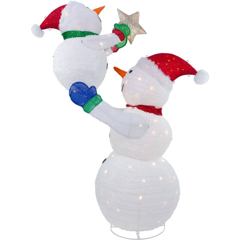 Fraser Hill Farm 6Ft. Prelit Tinsel Snowman Decoration with LED Lights