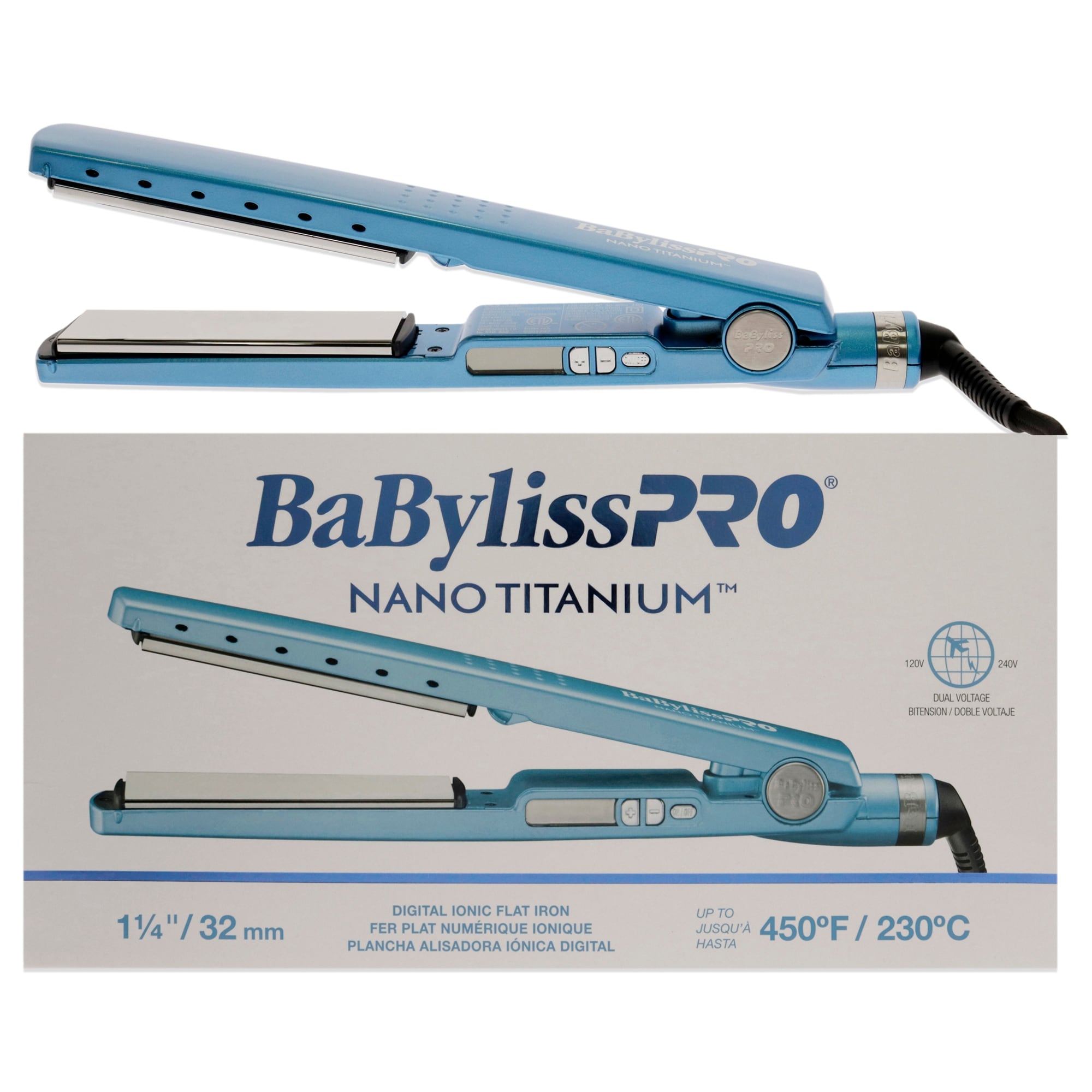 Nano Titanium Digital Ionic Flat Iron BNT4091TUC 1.25Inch by BaBylissPRO for Unisex