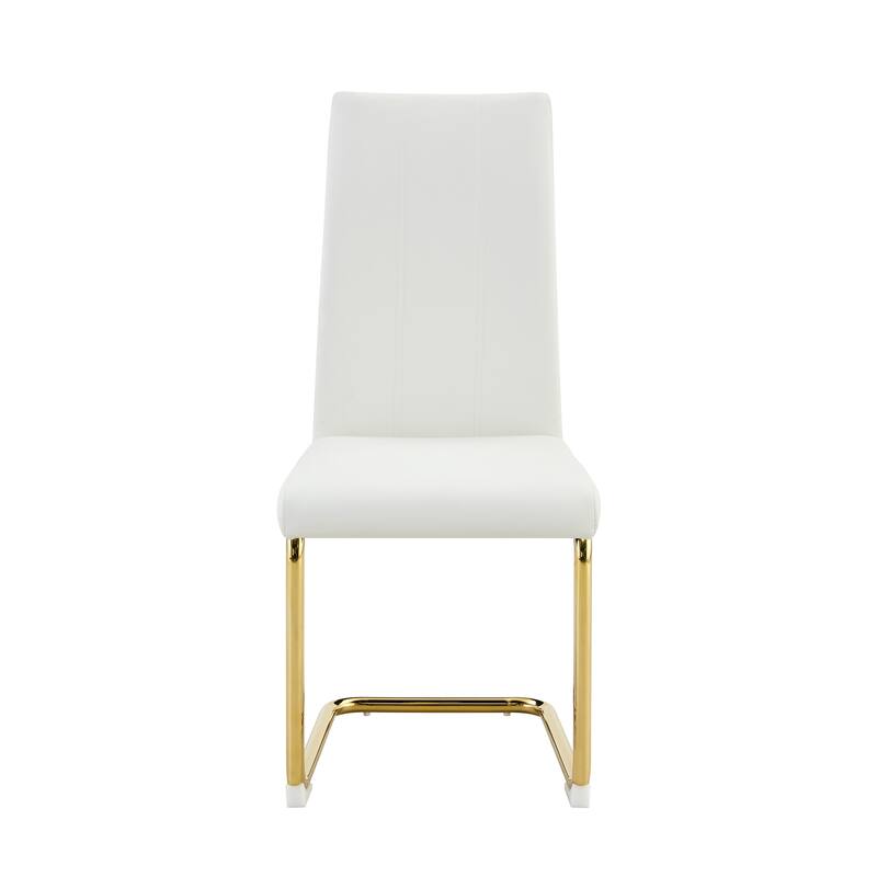 2-Pack PU Upholstered Dining Chairs - Modern High-Back Side Chairs with Luxury Gold-Plated Iron Tube Legs for Dining Room
