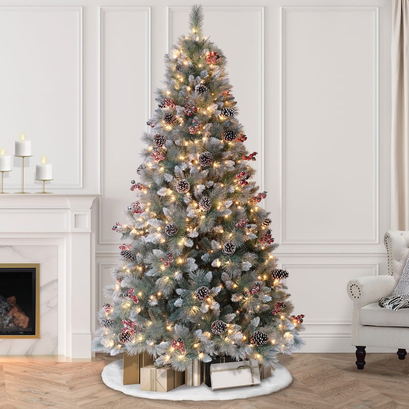 Puleo International 7.5' Pre-Lit Sterling Pine Christmas Tree