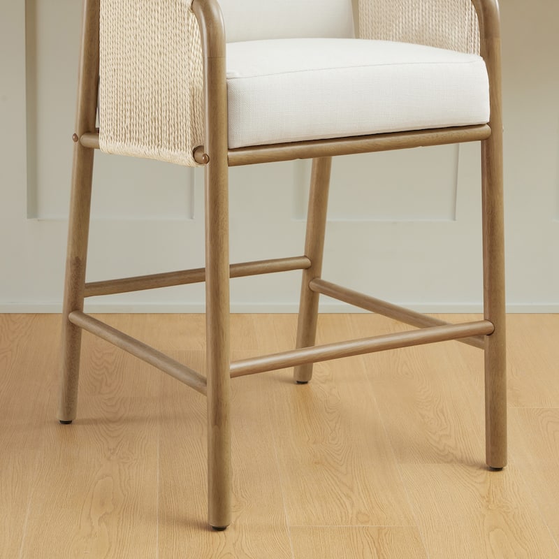 Lynn Counter Height Bar Stool with Braid Wood Arm Set of 2