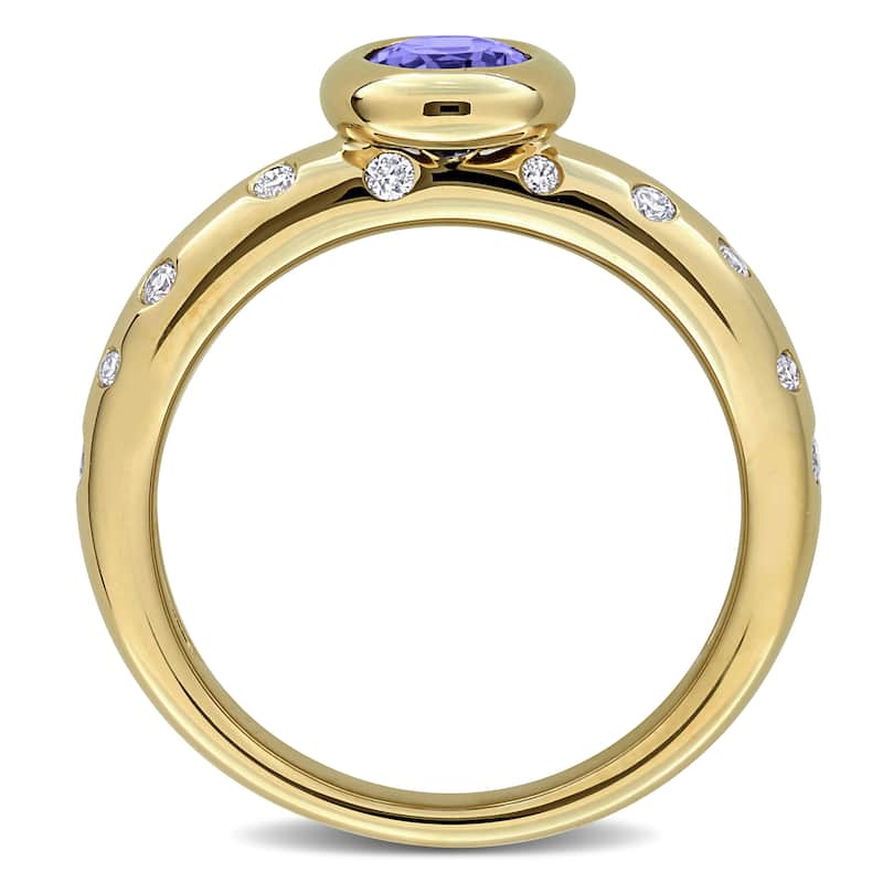 Miadora Gemstone and 1/4ct TDW Diamond Ring in 10k Yellow Gold