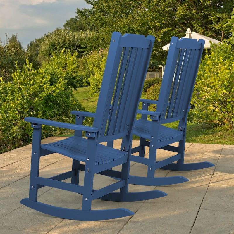 Vrakae 2 PCS Patio All Weather Resistant High Back Rocking Chair
