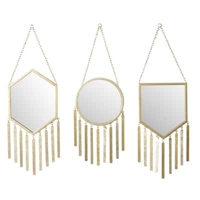 Metal Handmade Wall Mirror - Set of 3 Gold - Roche River Decor