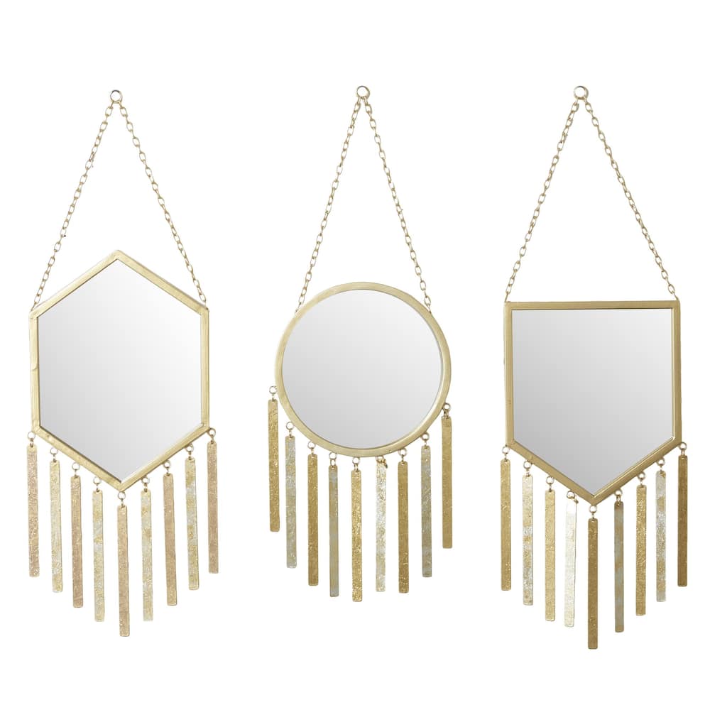 Metal Handmade Wall Mirror - Set of 3 Gold - Roche River Decor