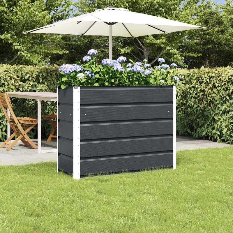vidaXL Planter in Steel - 39.37 x 15.75 x 17.72" - Black - 39.37 x 15.75 x 29.53 in