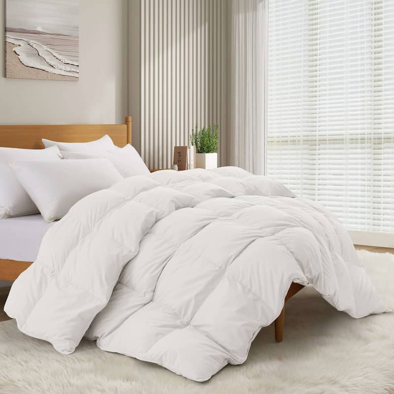 Medium Warmth All Season 600 Fill Power White Goose Feather Down Comforter Duvet Insert