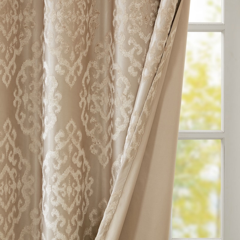 SunSmart Mirage Knitted Jacquard Total Blackout Grommet Window Curtain Panel