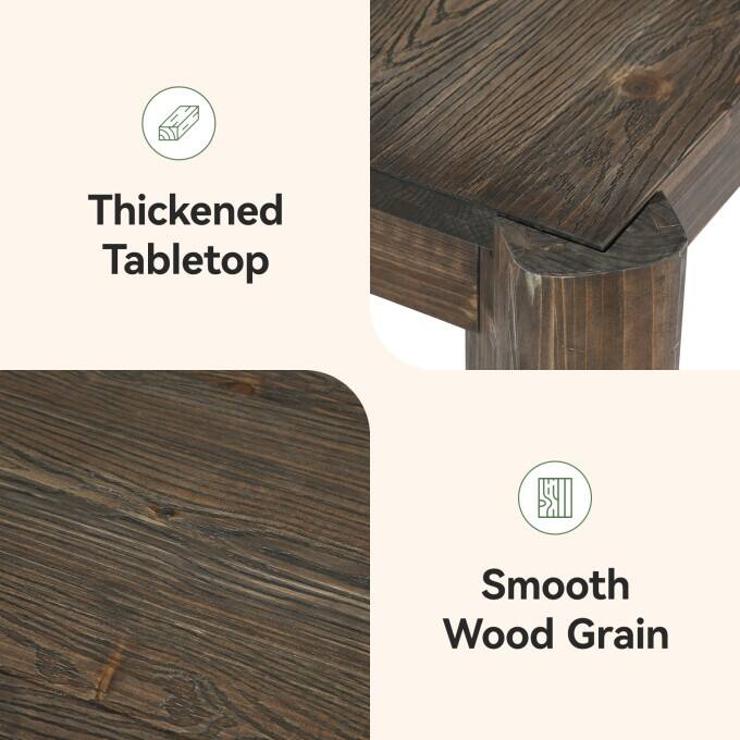 63" Solid Wood Dining Table, Rectangular Rustic Kitchen Table For 4-6