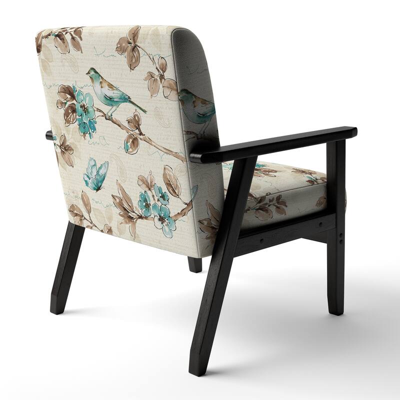 Designart "Beige Bird Wings" Upholstered Cottage Accent Chair - Arm Chair