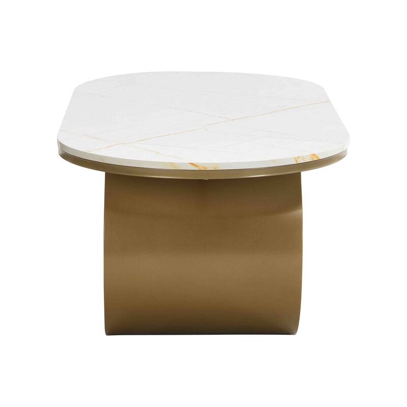 47'' Living Room Oval Shaped Coffee Table with Storage Drawer