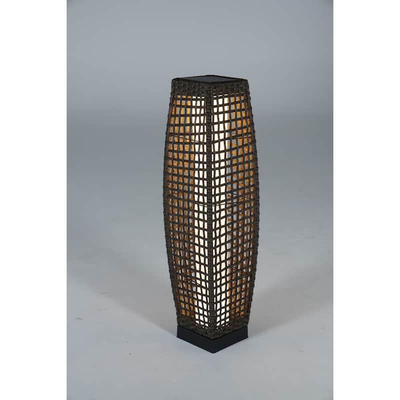 Solar Outdoor Floor Lamp, Lantern Wicker Deck Lights for Garden Decor, 1 Piece